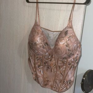 Floral Print Crop Top - Tan